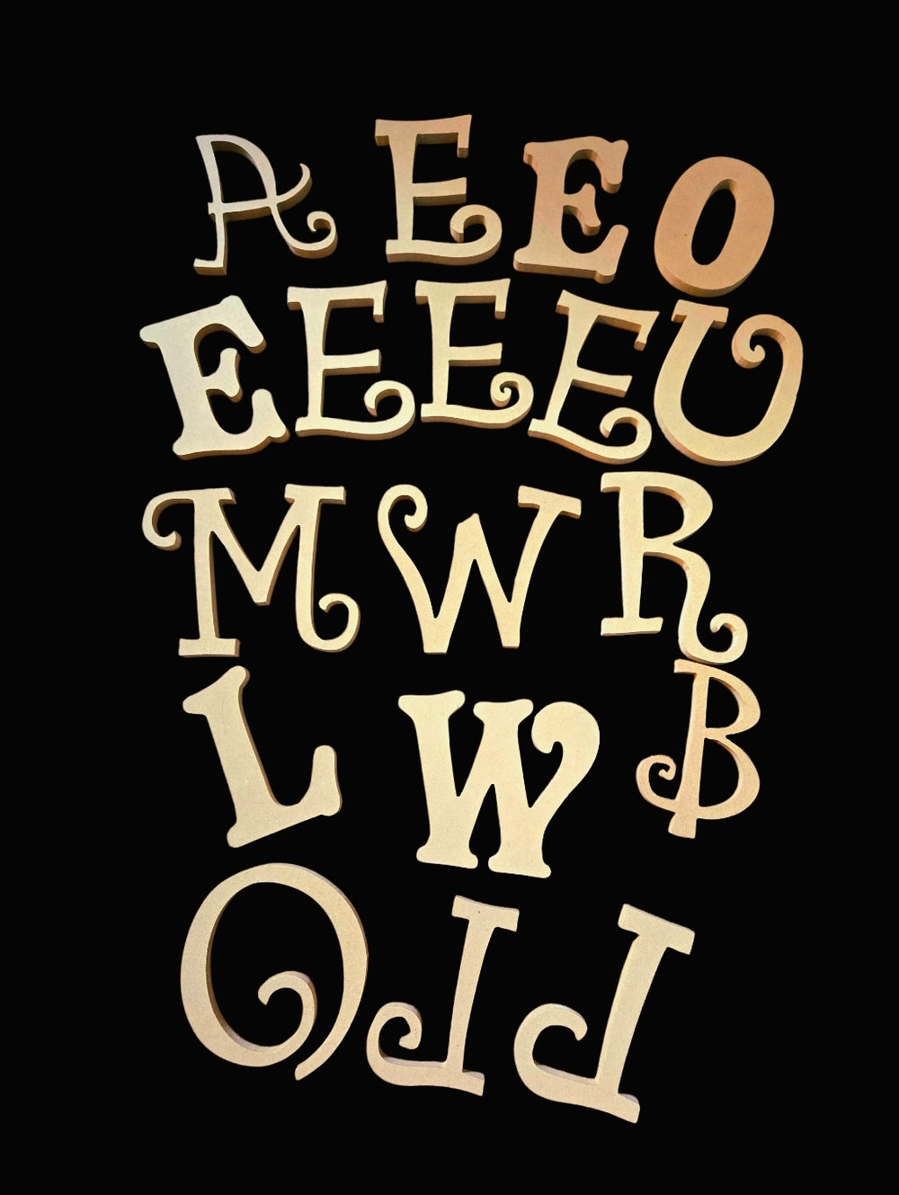 "5/$25" Lot Of Pressed Wood Alphabet Letters For Crafts
